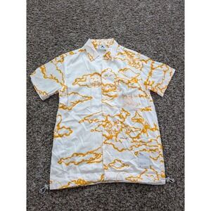 Wasted Collective Japanese Fisherman Vibes Button Up Shirt‎ Orange White XS AOP